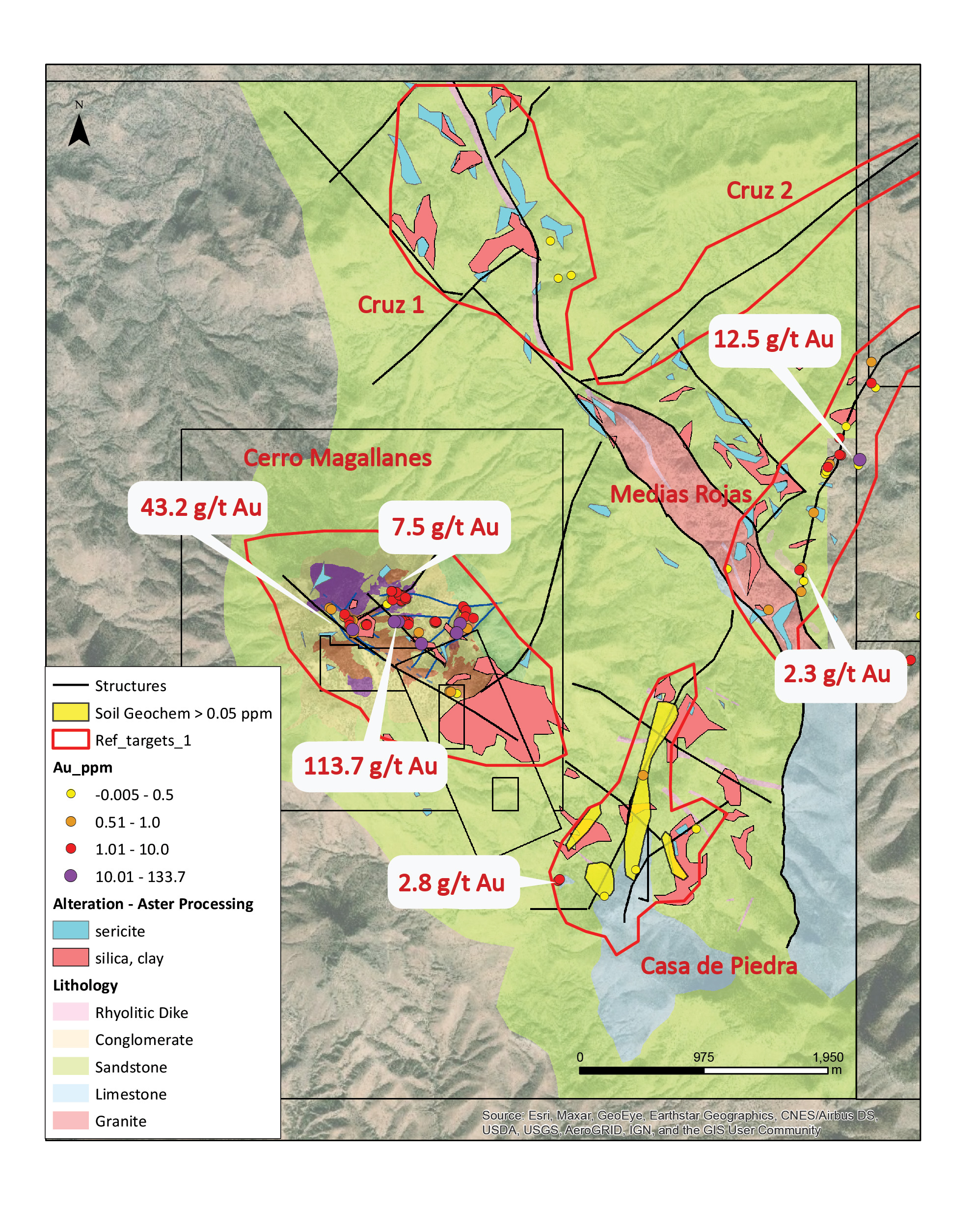 figure 2 district scale targeting refined using after processing soil sampling and historical rock sampling 